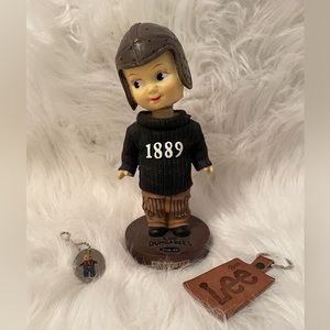 Vintage Buddy Lee Bobblehead, Lee Dungarees Jeans, Football jersey #7 and helmet